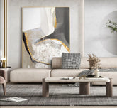 TPFLiving XXL Riesen Luxus Poster Leinwand / Abstrakte Strukturen in Gold weis und grau / 3 Motive in 11 verschiedenen Größen - OHNE Rahmen - Modell TPFL-LW-302-MA